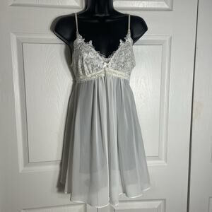 Vintage Y2K In Bloom Nightgown Women Small Beige Lace Bust Slip Dress Balletcore